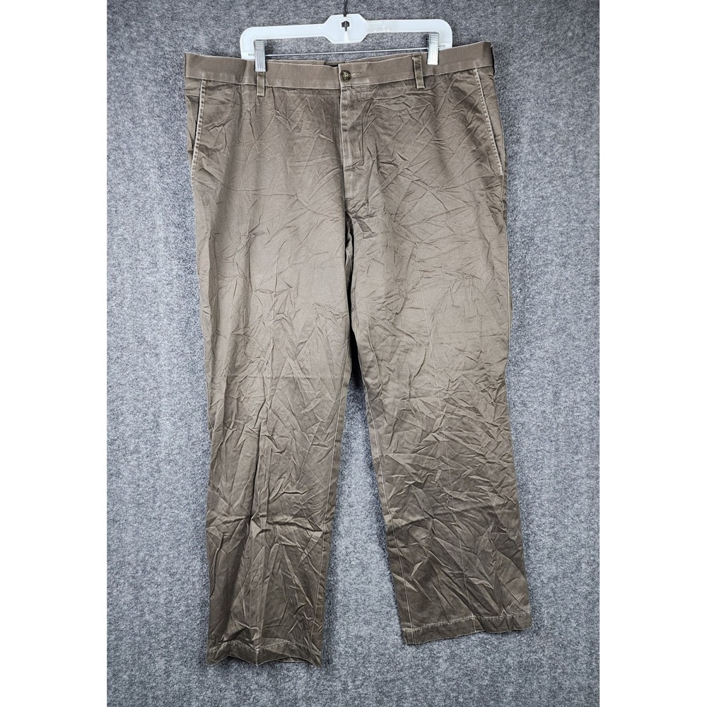 Dockers D2 Straight Fit Chino Pants Mens 40x30 Olive Brown Flat Front Cotton